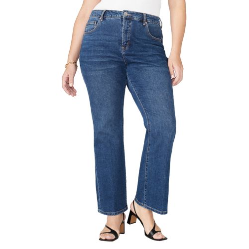 Eloquii Plus Size The Flare Leg Jean - Dark wash denim