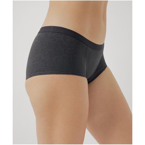Pact Women's Organic Cotton Everyday Boy Short 6-Pack - Charcoal basics