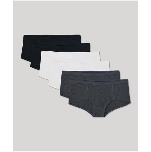 Pact Women's Organic Cotton Everyday Boy Short 6-Pack - Charcoal basics