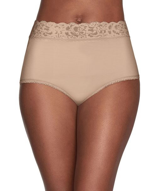 Vanity Fair Flattering Lace Stretch Brief Underwear 13281, also available in extended sizes - Rose Beige- Nude 01