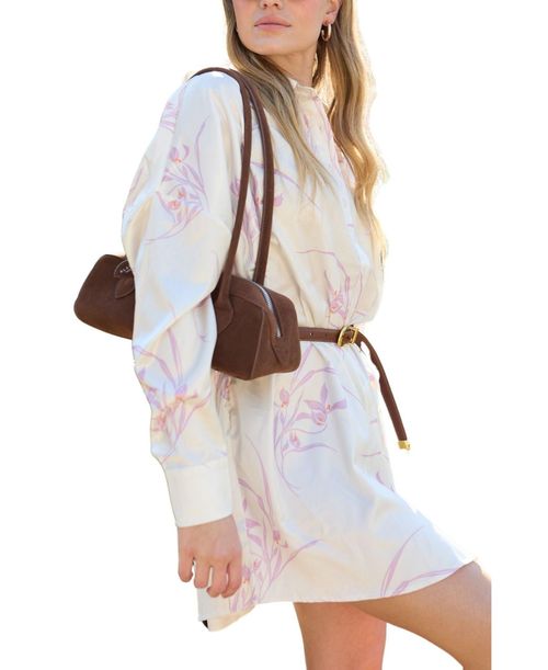 Lily and Lionel London Women's Kristy Button Down Large Floral Shirtdress - Natural