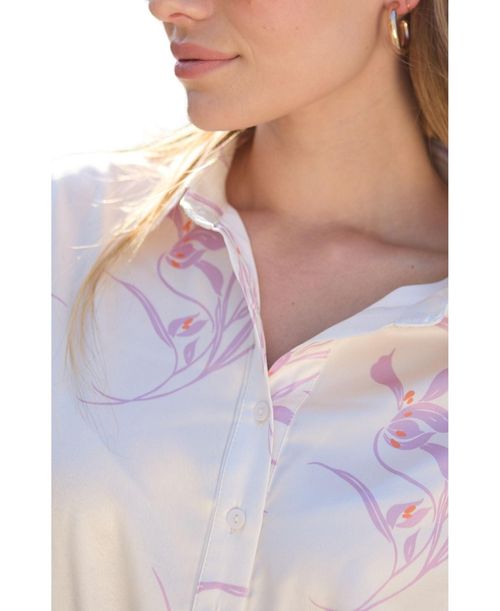 Lily and Lionel London Women's Kristy Button Down Large Floral Shirtdress - Natural