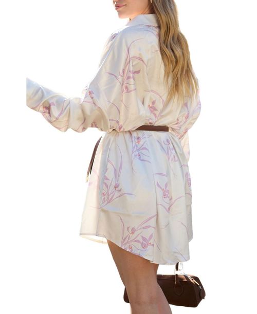 Lily and Lionel London Women's Kristy Button Down Large Floral Shirtdress - Natural