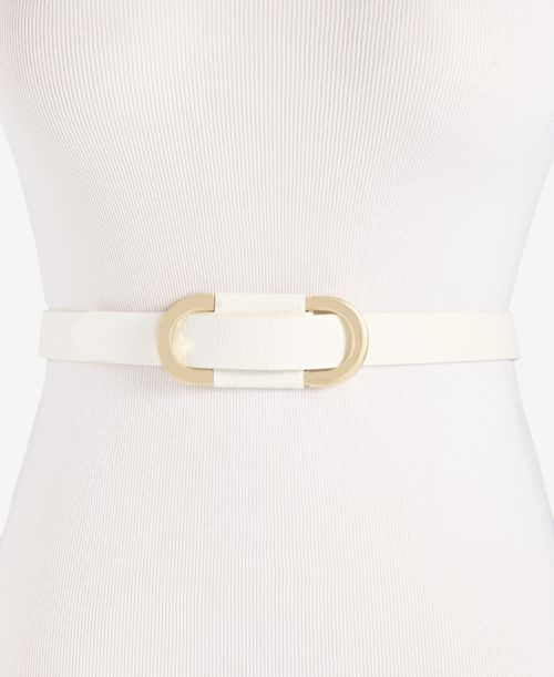 On 34th Pull-Through Skinny Belt, Exclusively at Macy's - White