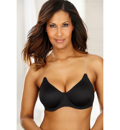 Lascana Women's B-ddd Clear Strap No-Padding Underwire T-Shirt Bra - Black