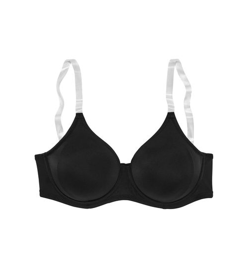 Lascana Women's B-ddd Clear Strap No-Padding Underwire T-Shirt Bra - Black