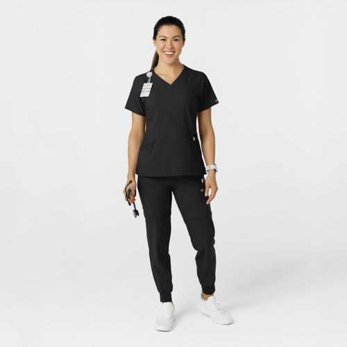 Wink Plus Size W123 Comfort Waist Cargo Jogger Scrub Pant - Black