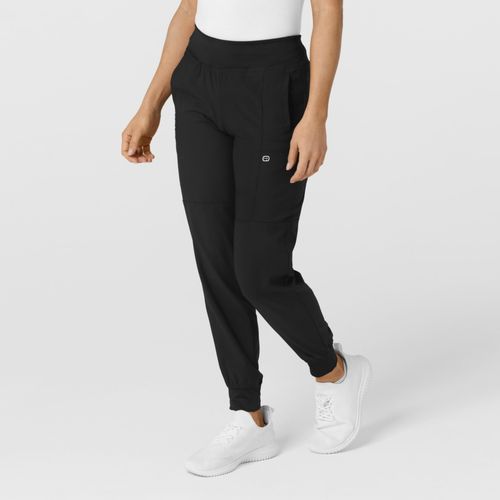Wink Plus Size W123 Comfort Waist Cargo Jogger Scrub Pant - Black