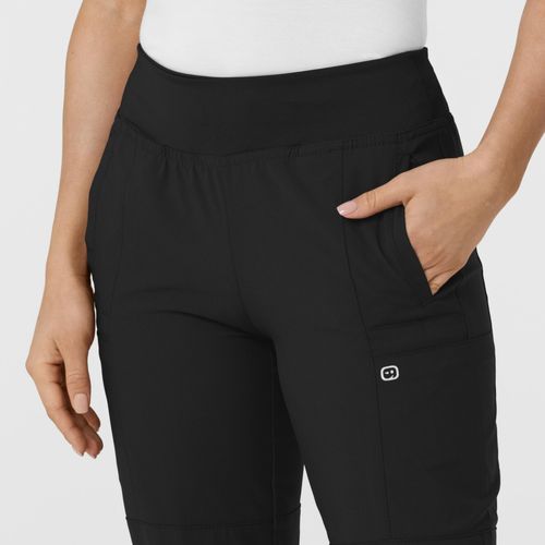 Wink Plus Size W123 Comfort Waist Cargo Jogger Scrub Pant - Black