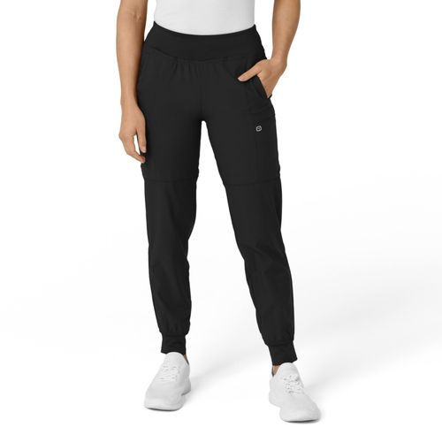 Wink Plus Size W123 Comfort Waist Cargo Jogger Scrub Pant - Black