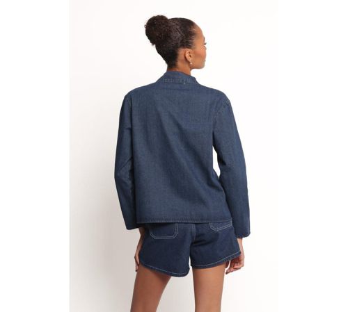 Petal and Pup Women's Avon Bow Front Denim Shacket - Denim