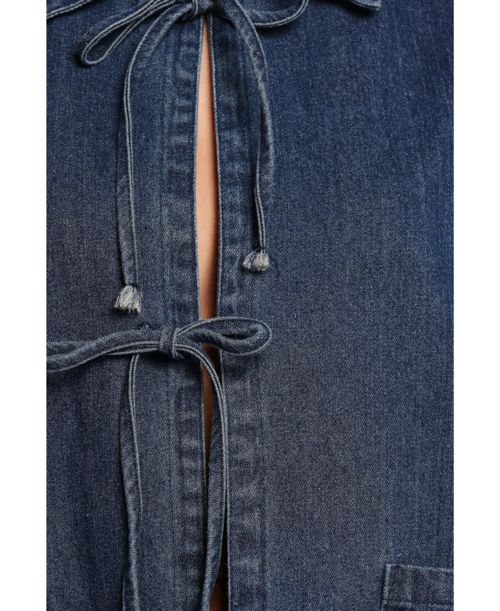 Petal and Pup Women's Avon Bow Front Denim Shacket - Denim