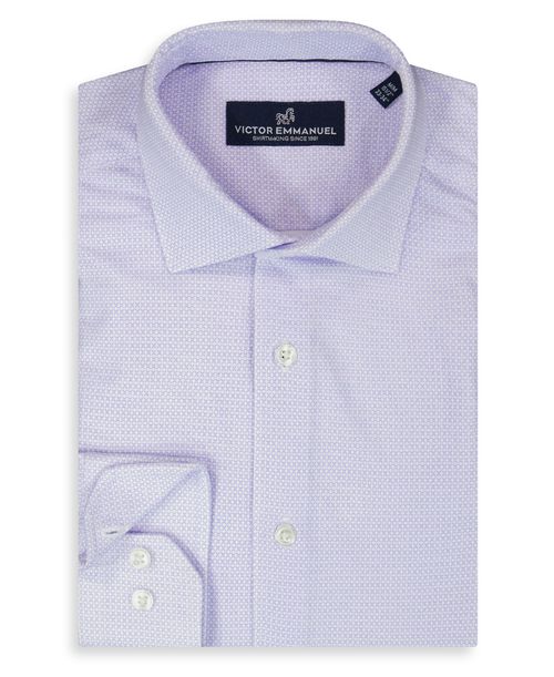 Victor Emmanuel Men's Geometric Print Mitered Cuffs Dress Shirt - Light Blue