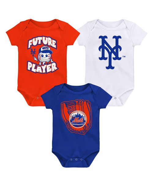 Infant Boys and Girls Orange, Royal, White New York Mets Minor League Player Three-Pack Bodysuit Set - Orange, Royal, White