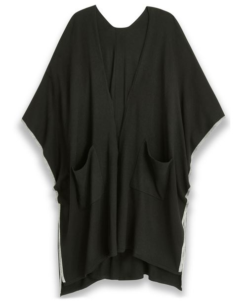 Calvin Klein Tipped Knit Shawl Ruana - Black