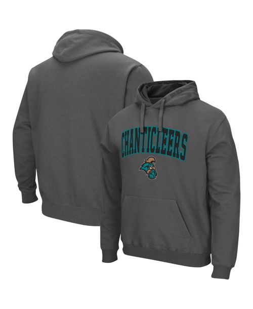 Men's Colosseum Charcoal Coastal Carolina Chanticleers Arch and Logo Pullover Hoodie - Charcoal