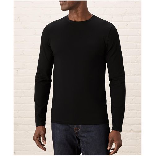 Pact Men's Organic Cotton Luxe Stretch Jersey Slim Long Sleeve Tee - Black