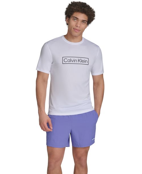 Calvin Klein Men's Logo Short-Sleeve Swim Rash Guard - White