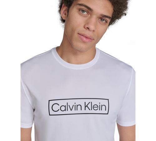 Calvin Klein Men's Logo Short-Sleeve Swim Rash Guard - White