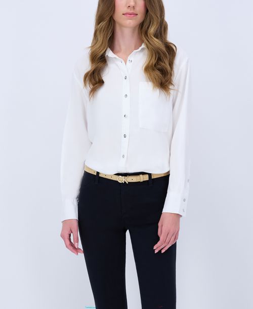 Calvin Klein Women's Two Pack Belt Set - Skinny Monogram Buckle Belt and Harness Buckle Belt Set - Cognac/Natural