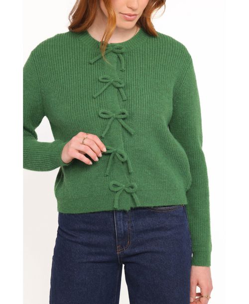 Petal and Pup Women's Wilde Bow Front Cardigan - Green