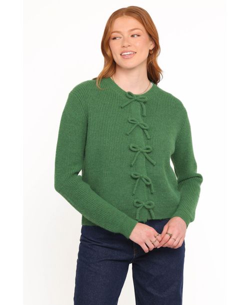 Petal and Pup Women's Wilde Bow Front Cardigan - Green