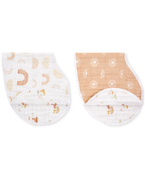 aden by aden + anais Baby Keep Rising Burpy Bib, Pack of 2 - Tan