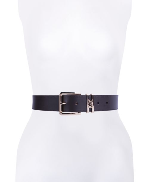 Michael Michael Kors Women's Genuine Leather Logo Belt - Chocolate