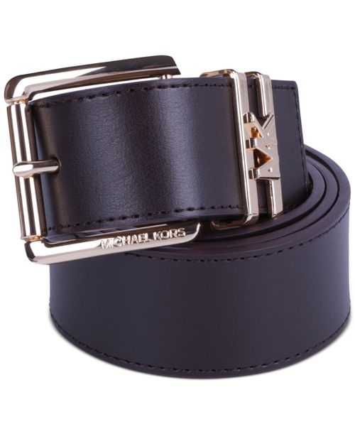 Michael Michael Kors Women's Genuine Leather Logo Belt - Chocolate