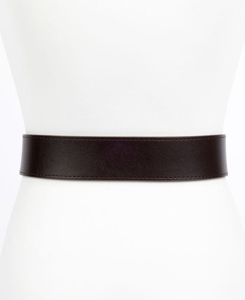 Michael Michael Kors Women's Genuine Leather Logo Belt - Chocolate