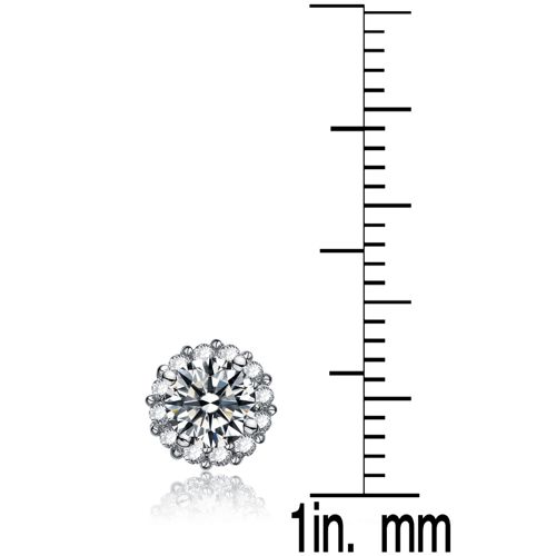 Sterling Silver Cubic Zirconia Round Stud Style Earrings - Clear
