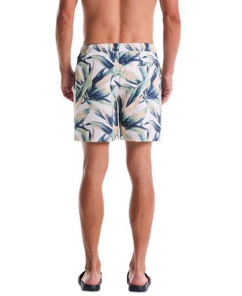 Original Penguin Men's Volley Succulent Print Elastic Waist Swim Trunk - Bright White