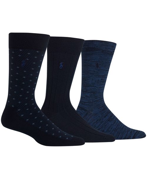 Polo Ralph Lauren Men's Diamond Dot Dress Socks, 3 Pack - Tobacco
