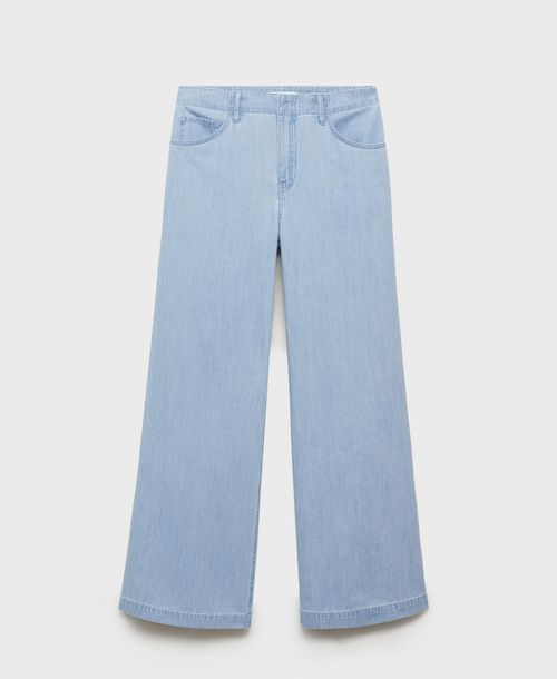 Mango Women's Mid-Rise Wide Leg Denim Jeans - Light Blue