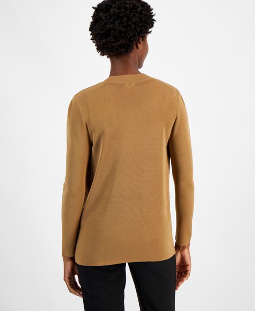 Anne Klein Petite Malibu Patch-Pocket Cardigan - Vicuna