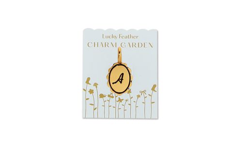 Lucky Feather Charm Garden - Gold - Scalloped Initial Charm