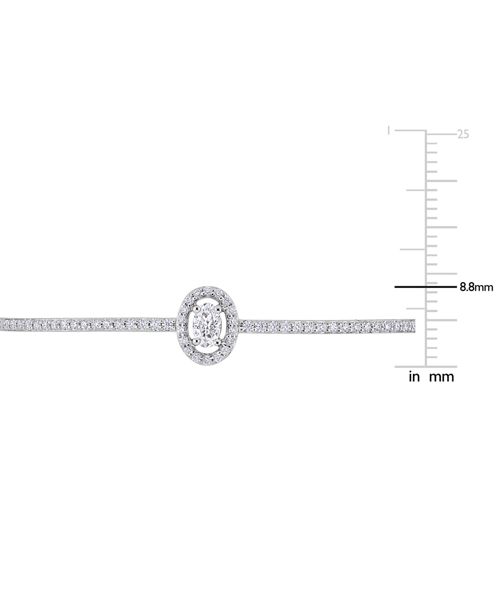 Lab-Created Moissanite Oval Halo Bolo Bracelet (3/4 ct. t.w.) in Sterling Silver - Moissanite