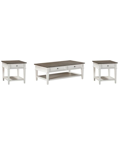 Furniture Dawnwood 3-Pc. Wood Occasional Rectangle Table Set - White
