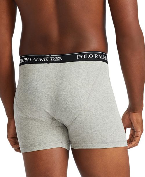 Polo Ralph Lauren Men's 3-Pack Big & Tall Cotton Boxer Briefs - Black/grey