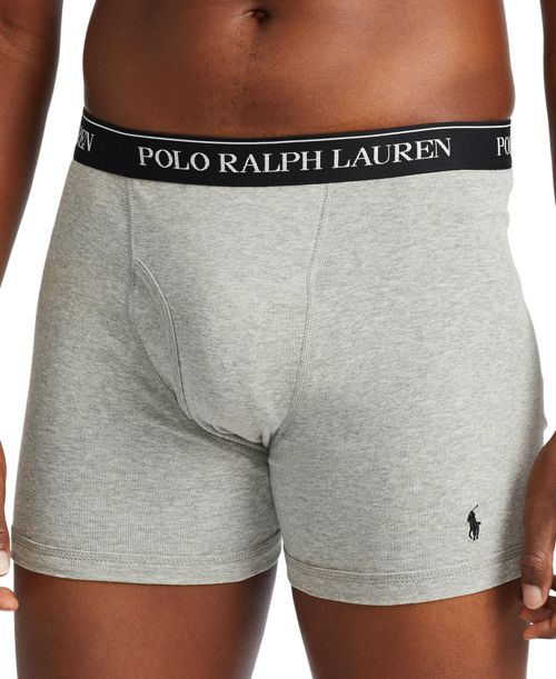 Polo Ralph Lauren Men's 3-Pack Big & Tall Cotton Boxer Briefs - Black/grey