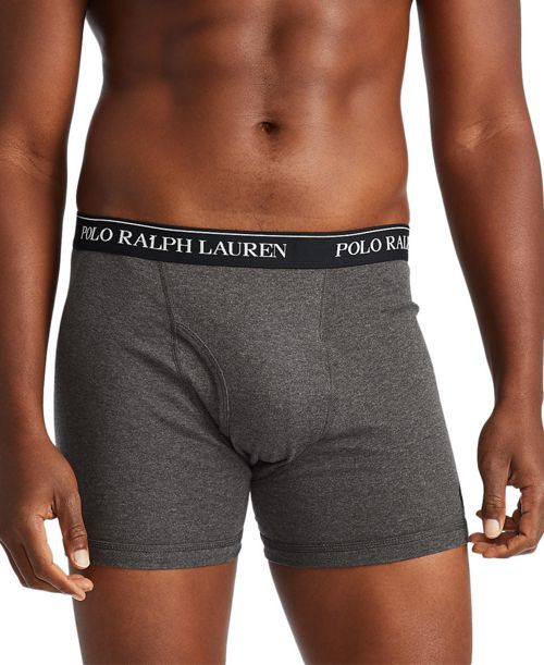 Polo Ralph Lauren Men's 3-Pack Big & Tall Cotton Boxer Briefs - Black/grey
