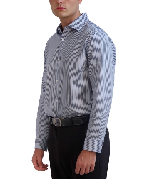 Karl Lagerfeld Paris Men's Slim-Fit Stripe Dress Shirt - Blue Multi