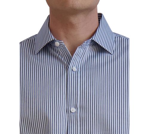 Karl Lagerfeld Paris Men's Slim-Fit Stripe Dress Shirt - Blue Multi