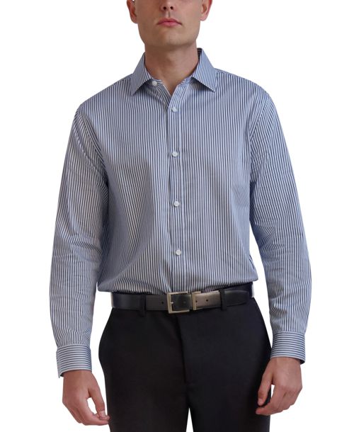 Karl Lagerfeld Paris Men's Slim-Fit Stripe Dress Shirt - Blue Multi