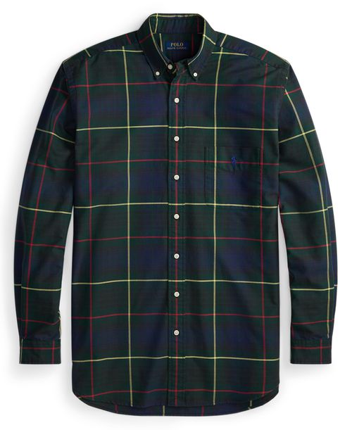Polo Ralph Lauren Men's Big & Tall Plaid Oxford Shirt - Green Navy Multi