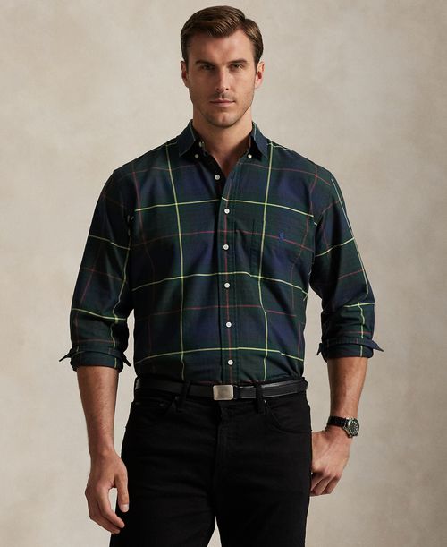 Polo Ralph Lauren Men's Big & Tall Plaid Oxford Shirt - Green Navy Multi
