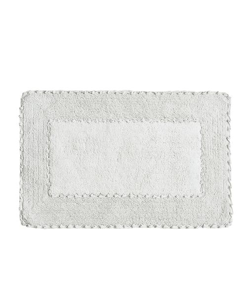 Laura Ashley Cotton Ruffled Bath Rug, 27" x 45" - Light Gray