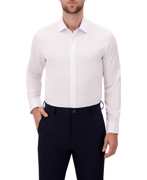 Report Collection Men's 4-Way Solid Woven Dress Shirt - White