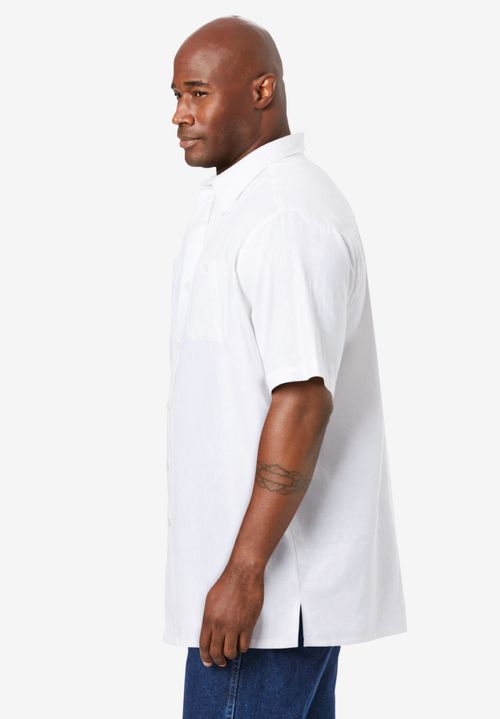 KingSize Big & Tall Short-Sleeve Linen Shirt - White