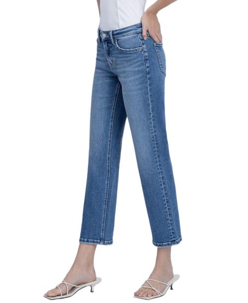Vervet Women's Mid Rise Ankle Straight Jeans - Aventurine blue